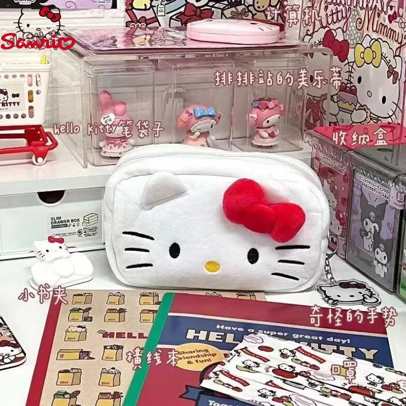 

Sanrio Hello Kitty Plush Pen Bag Instagram Cute Large Capacity School Supplies Student Pencil Case Purse Girl Makeup Bag Gift