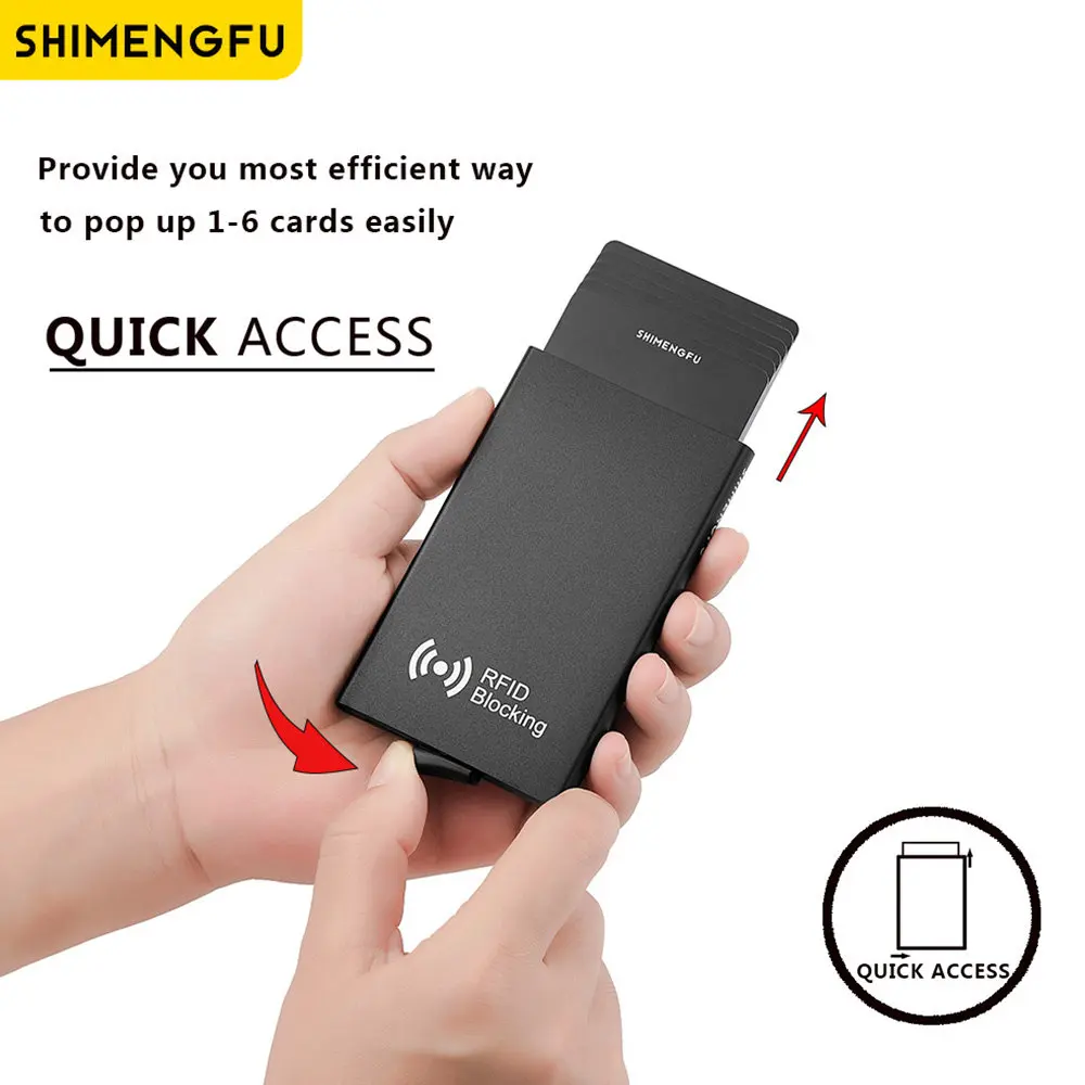 Slim Aluminum Automatic Pop up Card Holder Wallet кошелек ID Credit Protector Mini RFID Bank Card Case Purse