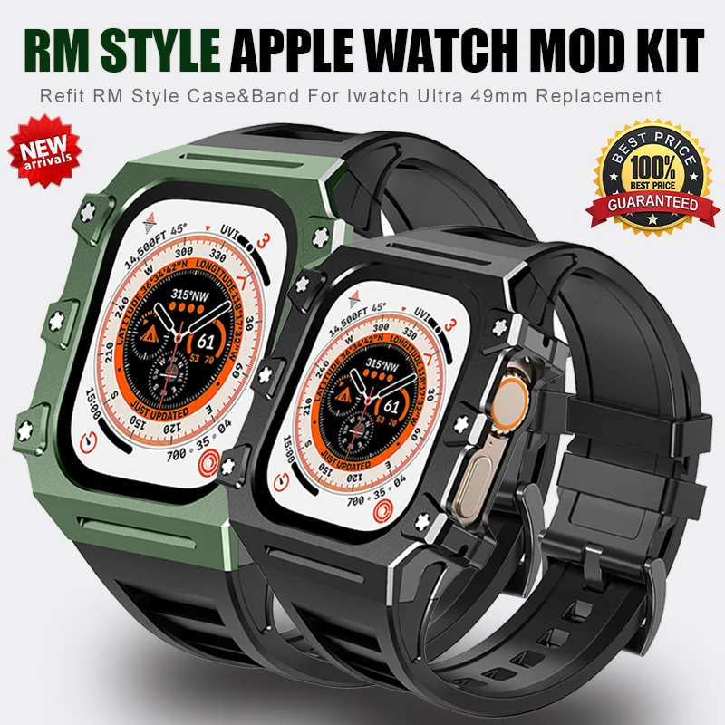 

49mm Modification Kit for Apple Watch Refit Alloy Metal Case Band Cover Silicone Strap for iwatch Ultra 49mm Accessories