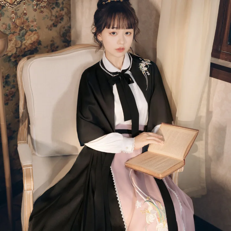 

Lady Spring New Original Chinese Style Traditional Retro Fairy Hanfu Dress Women Oriental Vintage Embroidery Three Piece Suit