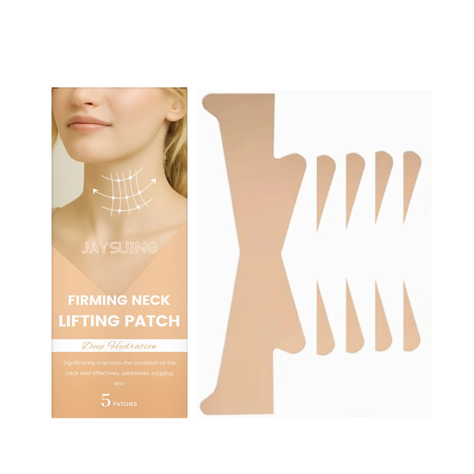 Фото Пластырь для ухода за шеей, увлажняющий кожу, подтягивает морщины шеи, улучшает эластичность кожи, подтяжка двойного подбородка, тонкие линии, невидимая лента для шеи №2