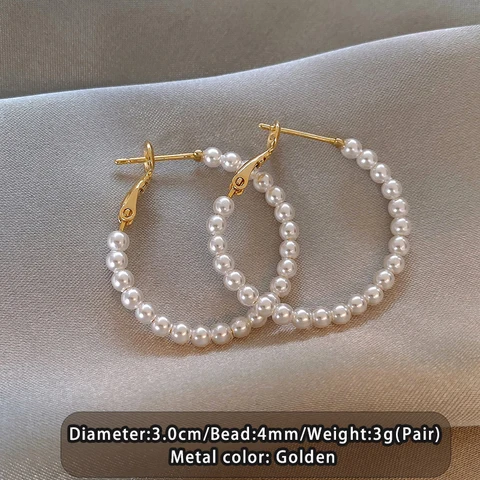 Серьги-кольца Taoya с бусинами золотого цвета