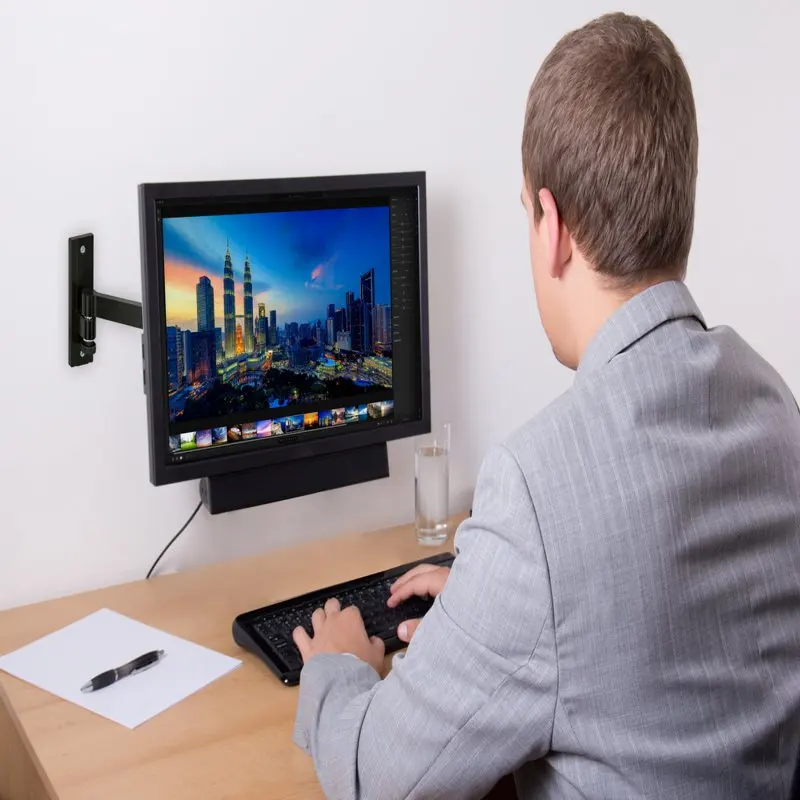 Full Motion Monitor Wall Mount | Fits 17-30 Inch Screens | Vesa 75 100 Compatible