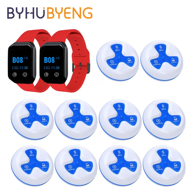 

BYHUBYENG Wireless Caregiver Pager Nurse Calling Alert Patient Help System for Home Care Alert System Call Button Receiver