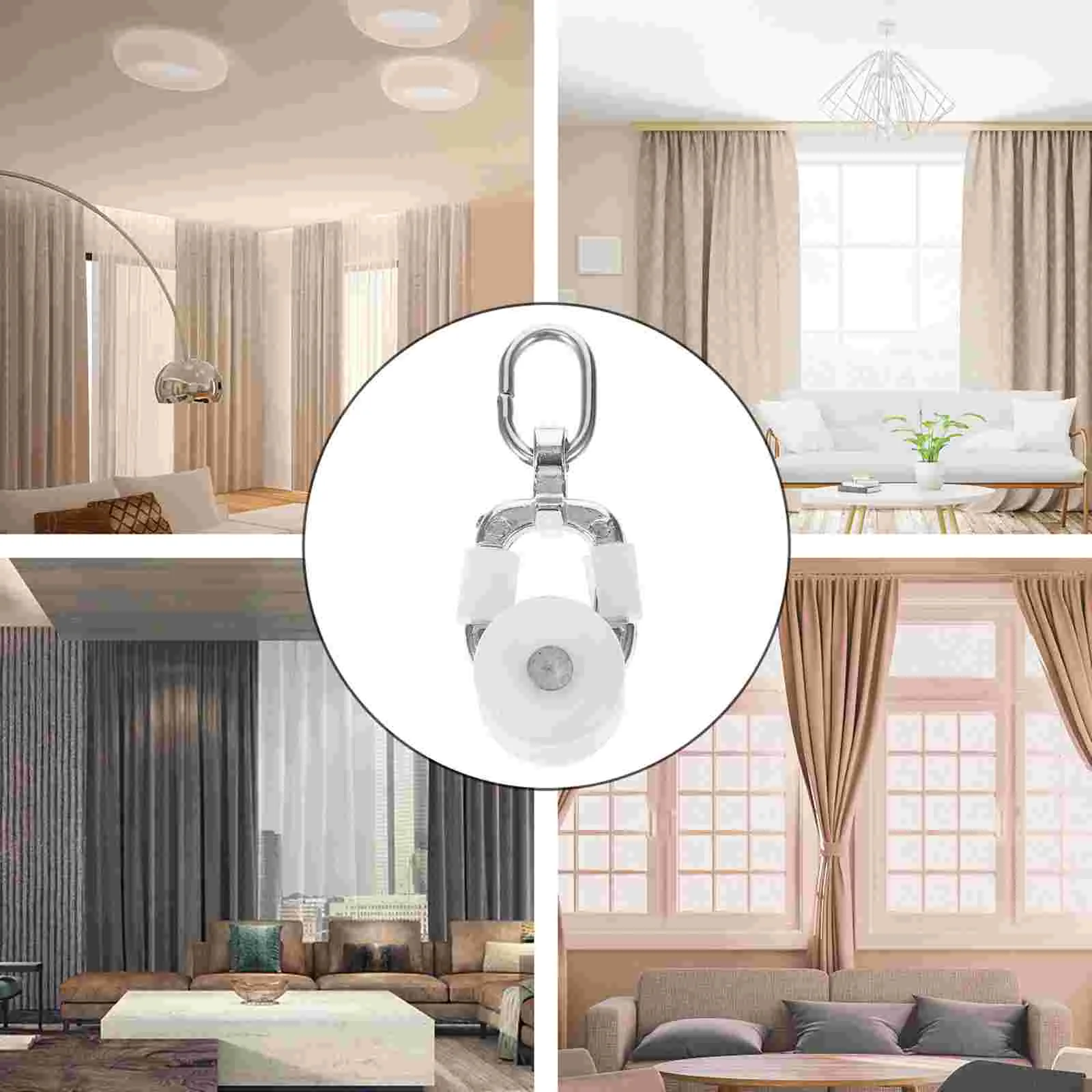 

Pulley Curtain Roller Plastic Sliding Wheel Runners Ball Hook Track Window Hooks