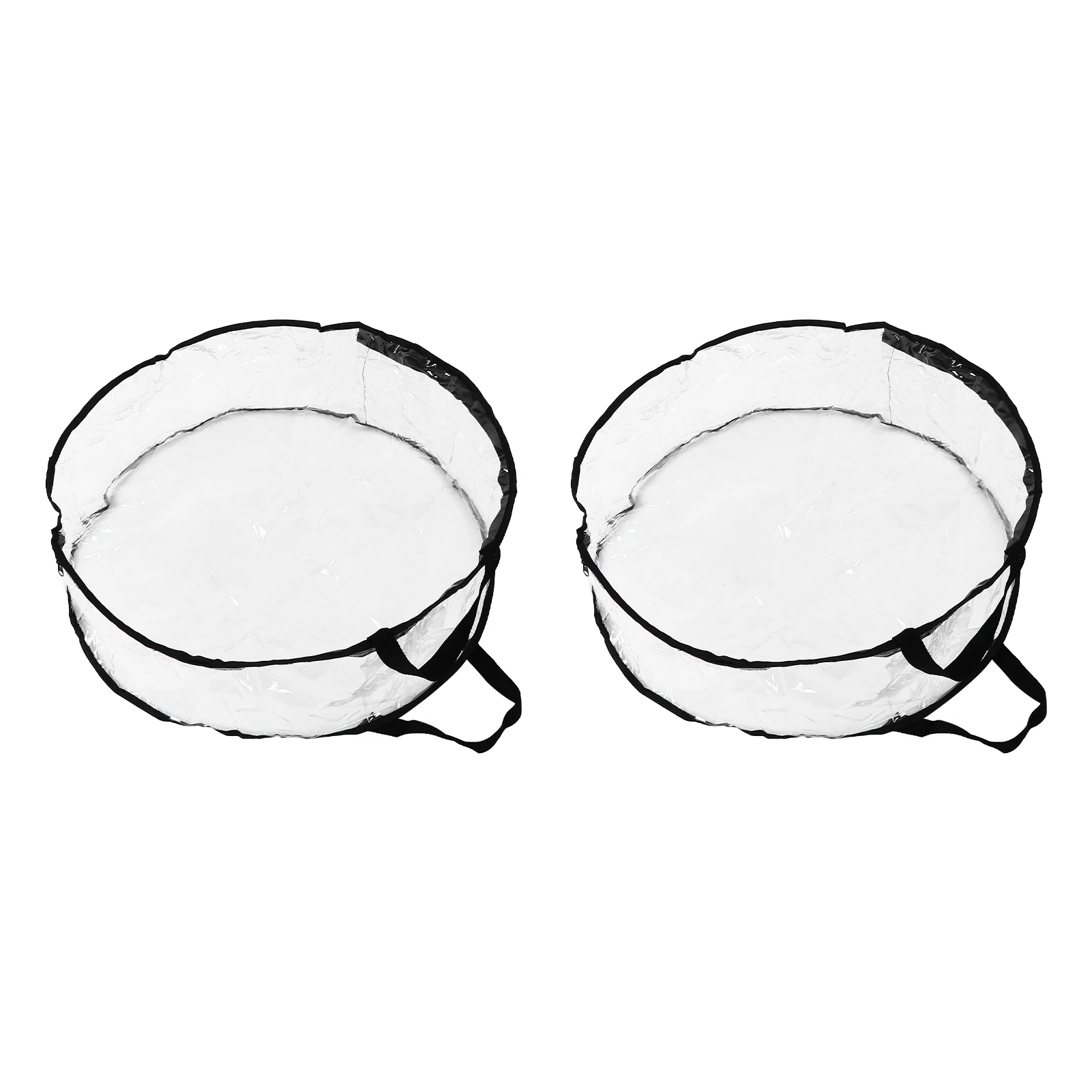 

Wreath Storage Container Transparent Round Storage Bag Black Edge PVC Heavy Duty Storage Bag2PCS