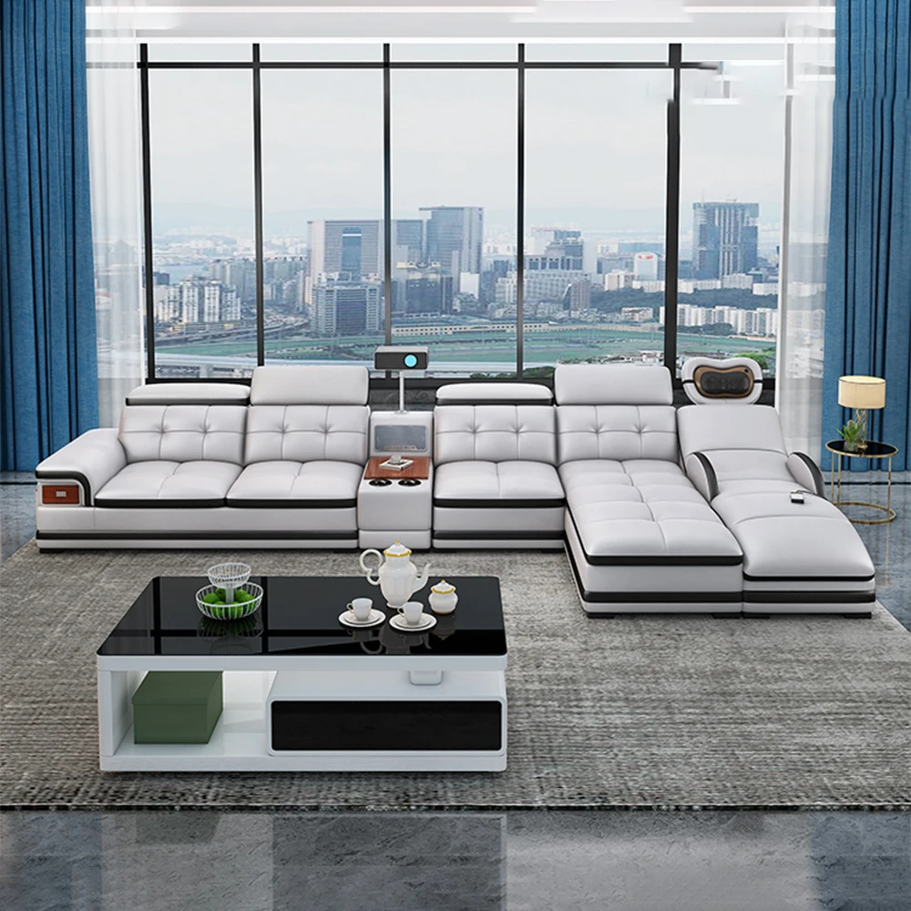 Linlamlim Роскошный секционный диван из натуральной кожи с регулируемыми