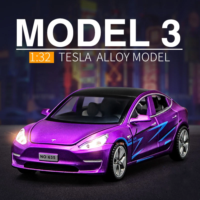 Модель автомобиля Tesla 3 1:32 из сплава литой металлический игрушечный автомобиль