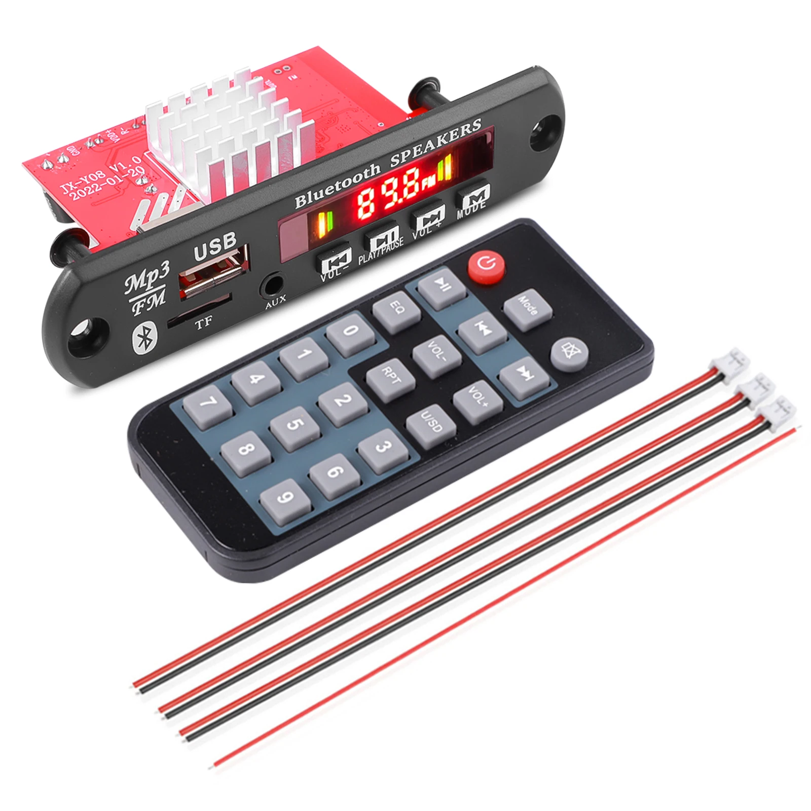 

2*60 Вт усилитель автомобильного радио модуля Bluetooth 5,0 Mp3 Wav декодер плата 12 В 24 В беспроводной USB музыкальный плеер слот для TF карты FM с микрофоном