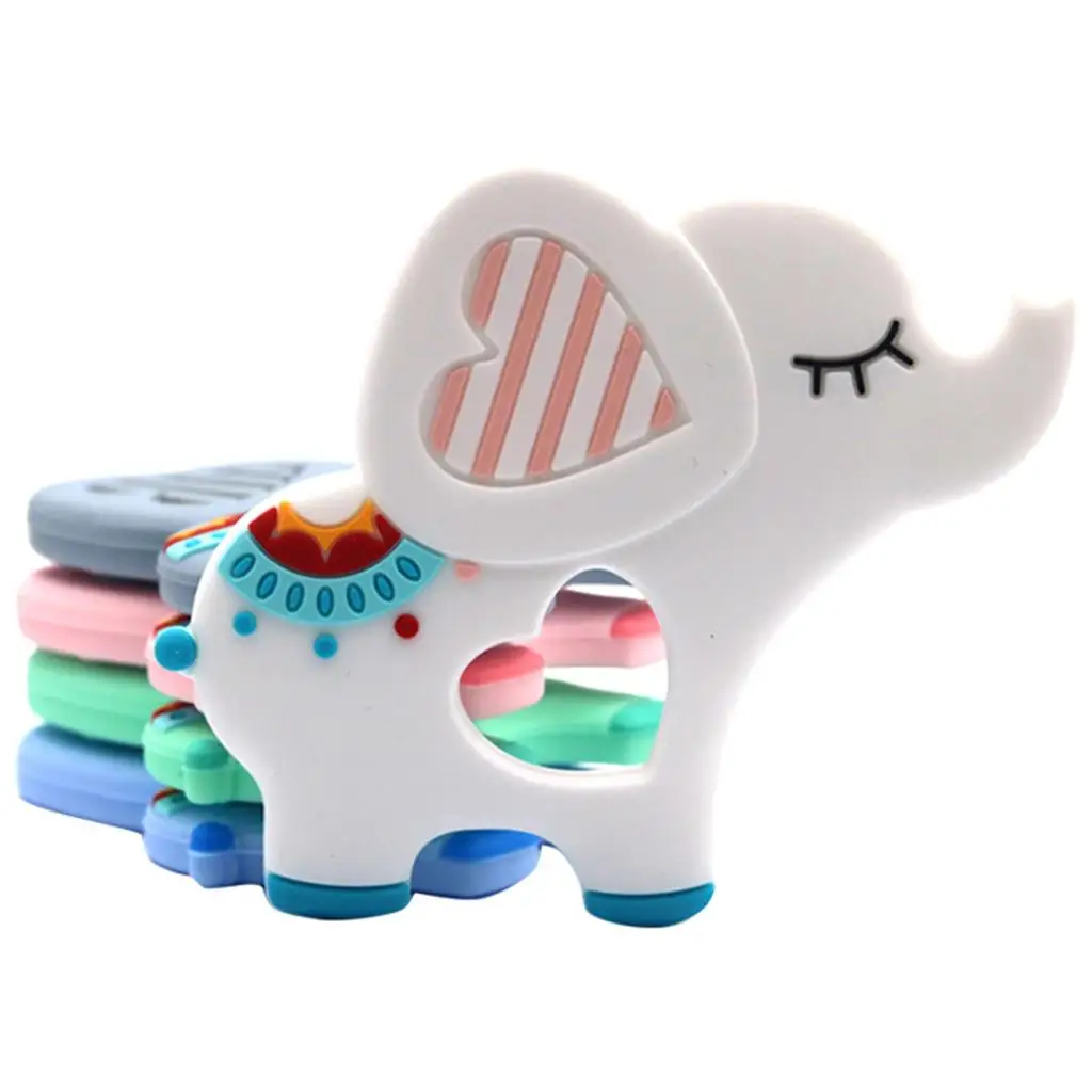 

Elephant Shaped Smudge Free Chew Toy Soothe Baby Molars Relieve Discomfort Colorful Toddler Baby