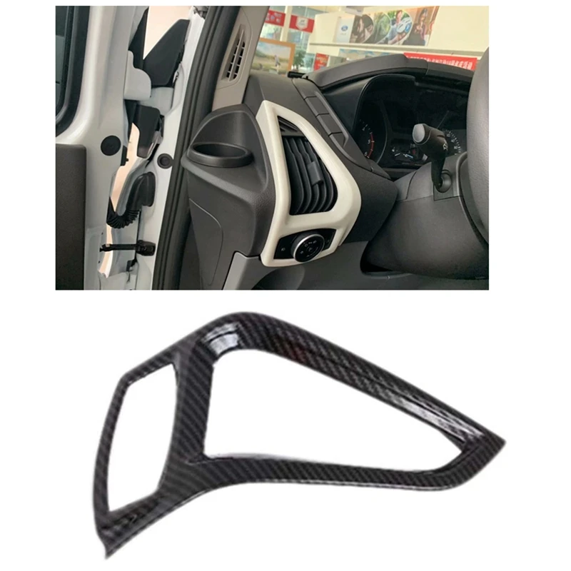 For Ford Transit 2017+ Car Carbon Fiber Dashboard AC Air Conditioner Outlet Vent Cover Trim Tourneo Custom 2016+