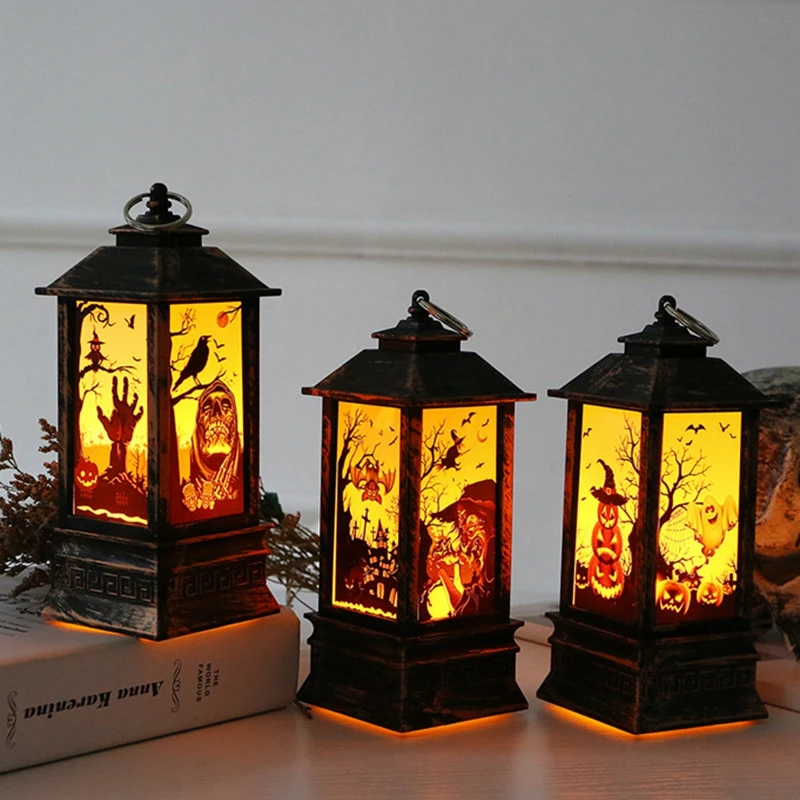 

Украшение на Хэллоуин, светодиодные свечи, чайные лампы, винтажный замок, тыква, призрак, подвесной светодиодный фонарь, украшения на Хэллоу...