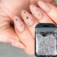 3d holographic star nail glitter sequins micro laser four pointed star flakes colorful sequins polish manicure decoration 1 box