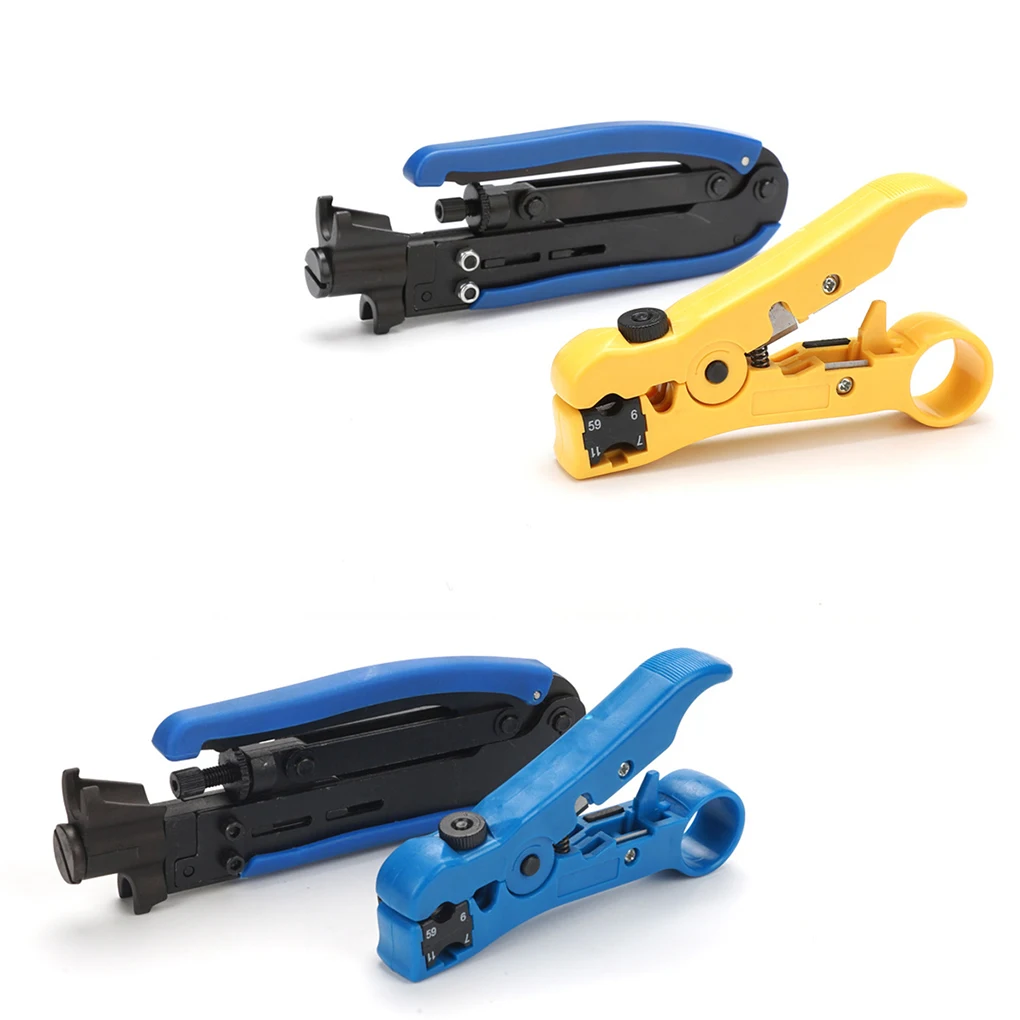 

2pcs Coaxial Cable Stripper Portable Wire Stripping Tool F-Head Coaxial Twisted-pair Cable Stripper