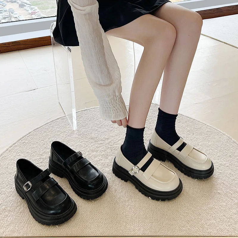 

Womens Derby Shoes British Style Autumn Clogs Platform All-Match Female Footwear Leather Preppy Fall Creepers Dress Retro New Fa