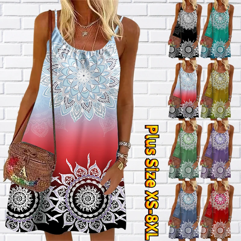 

Новинка 2023 года, сарафан без рукавов с 3D принтом, платье на бретелях с круглым вырезом, элегантное вечернее платье, юбка на бретелях, летнее женское сексуальное платье