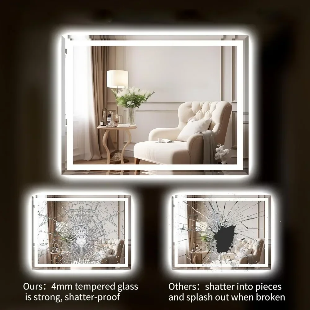 Зеркало с подсветкой и защитой от повреждений регулируемое зеркало 36x48 дюймов