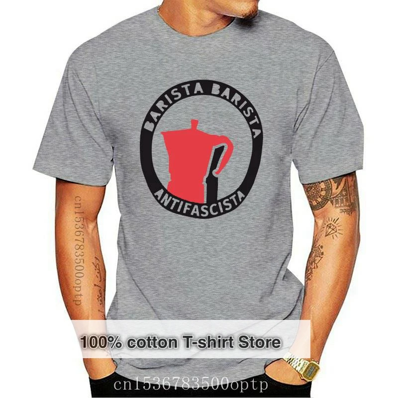 

New BARISTA T SHIRT FUNNY PUN COFFEE ANTIFASCISTA