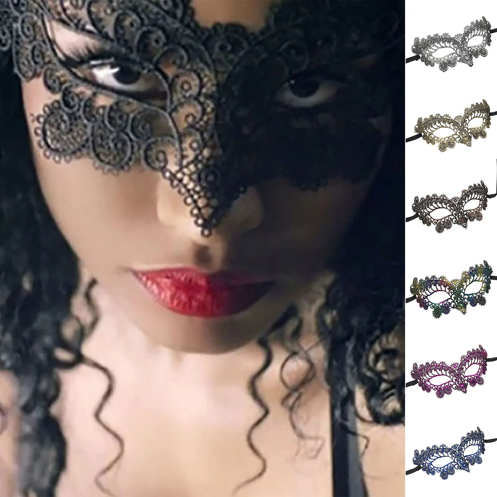 Черная кружевная Маска Queen вышивка искусственная Карнавальная маска Женские