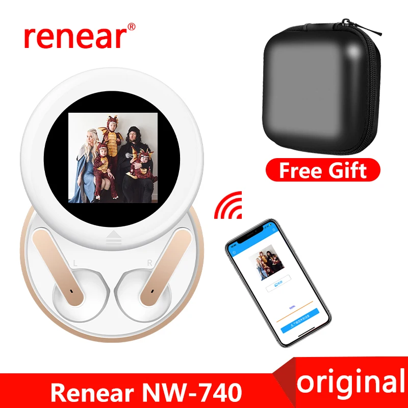 Wireless Bluetooth Headphones 1.54 Inch Display HiFi Music Gaming Headset With Photo Upload pictures freely Renear NW740 Earbuds