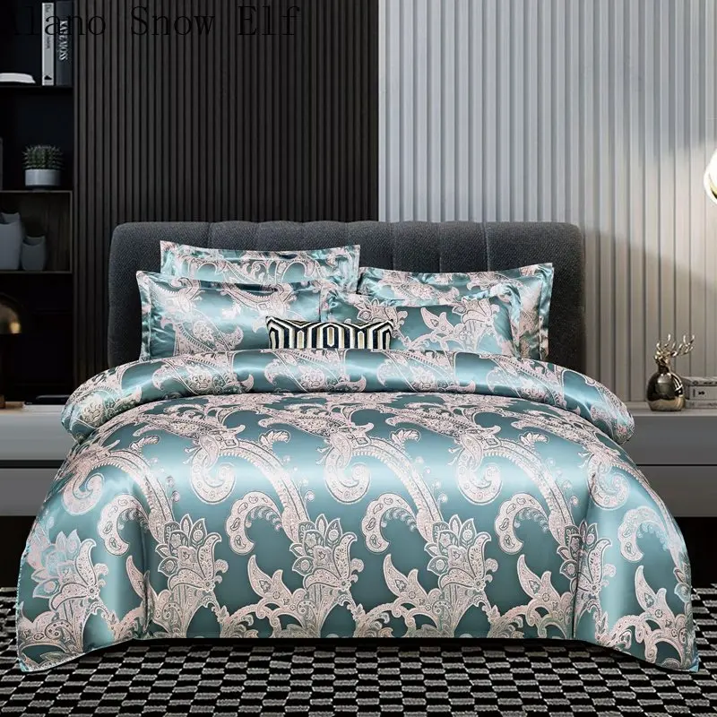 

Europe and America Jacquard Luxury Bedding Set Satin Modern Luxury Bedding Sets High End rayon Wedding Duvet Cover Set King