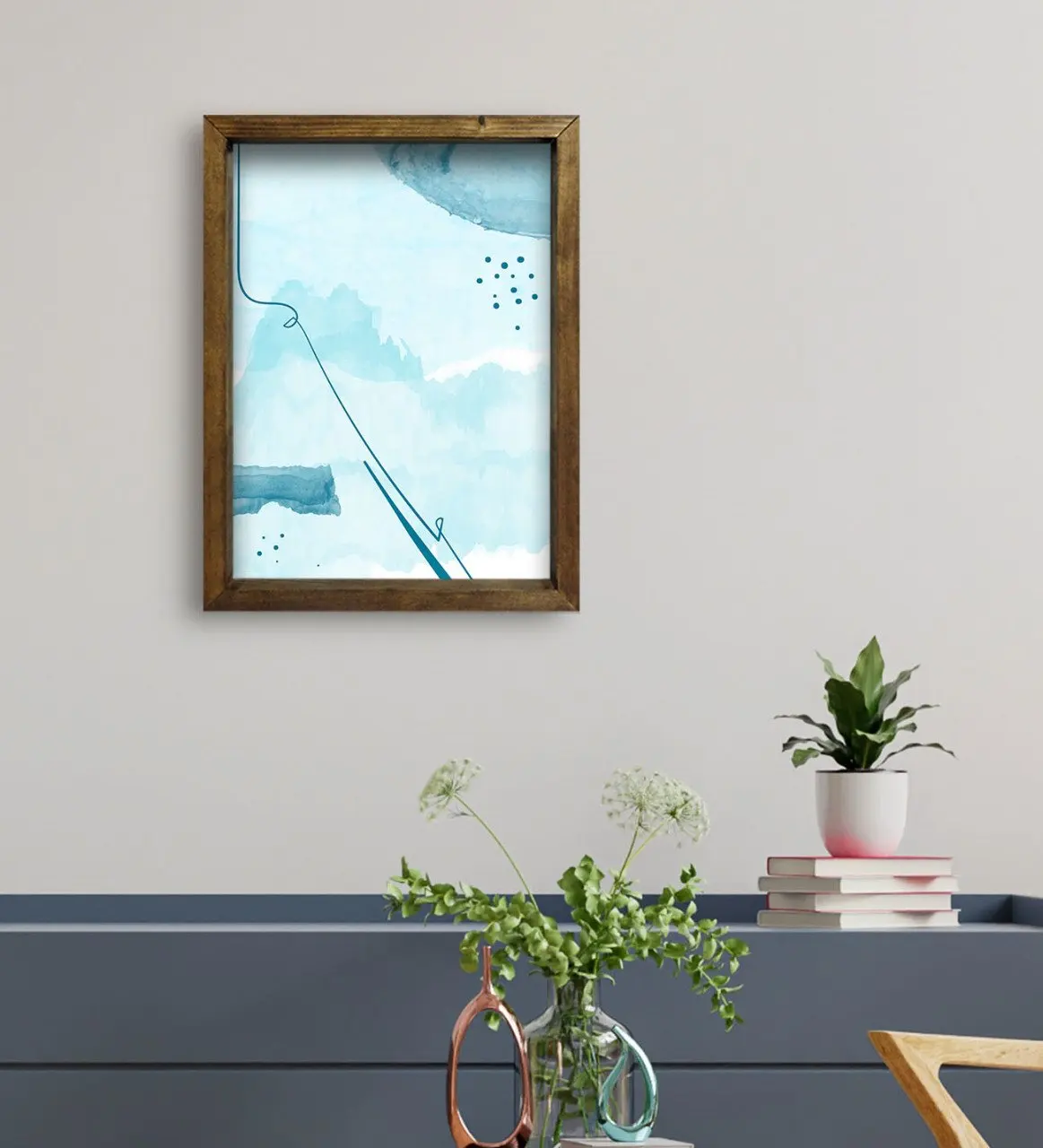 

BK Gift Hotel Room Konseptli Natural Solid Wood Frame Table 45x65cm-30