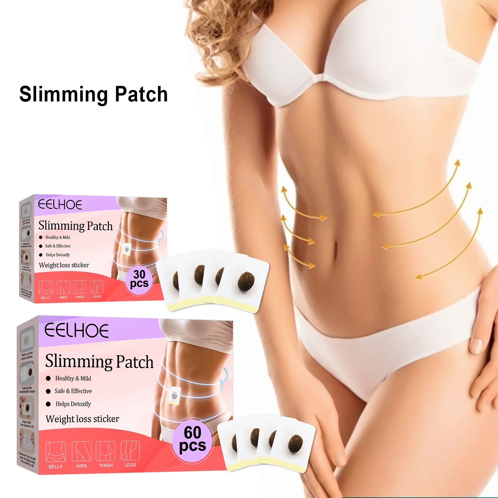 

30/60Pcs/Box Weight Loss Slim Patch Navel Sticker Slimming Product Fat Burning Weight Lose Belly Waist Plaster Dropshipping