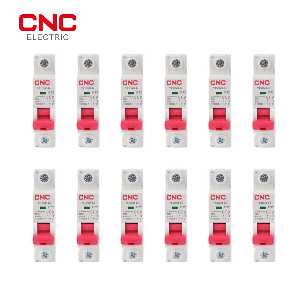CNC 12 шт. YCB6H-63 1P MCB миниатюрный автоматический выключатель с креплением на Din-рейку
