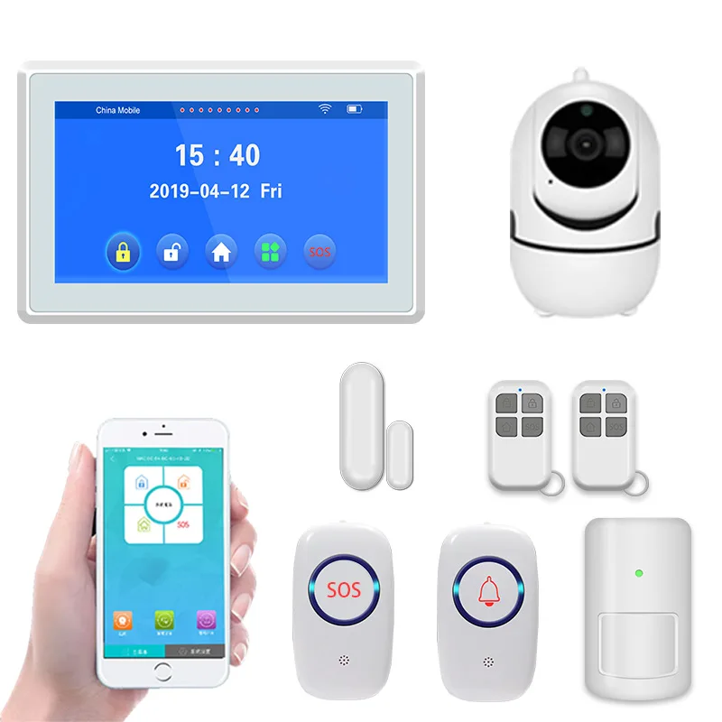 

Outdoor/Indoor Camera + 4G WIFI 16 Languages Wireless House Alarm Ligent Home Security Alarm System With Tuya APP