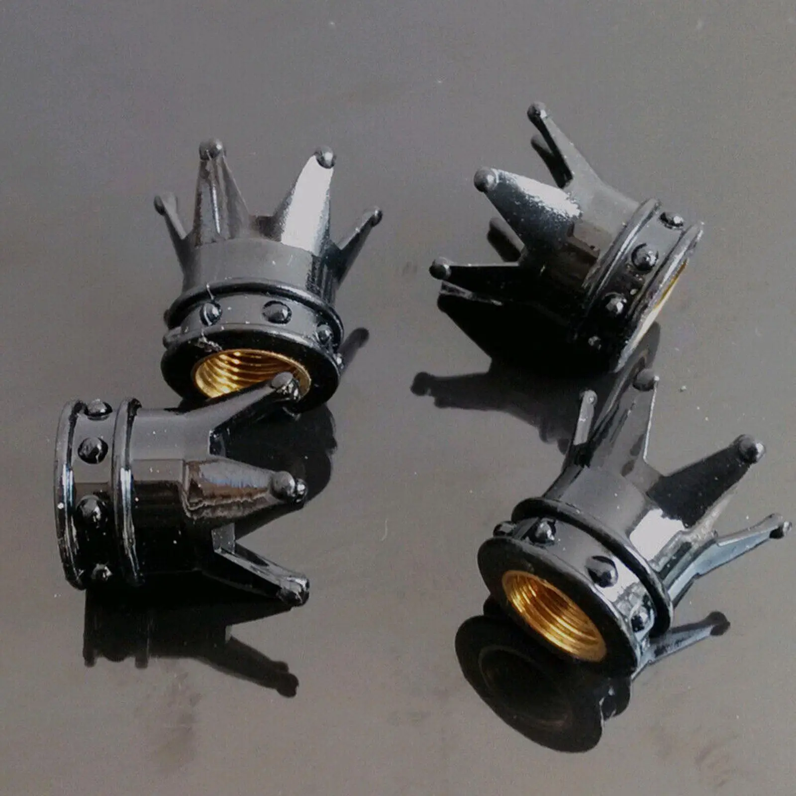 Колпачки для клапанов шин колес серебристая Корона черная Алмазная крышка