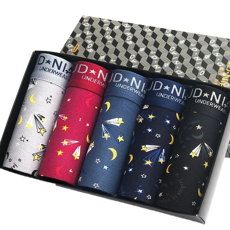 5pcs / Men`s Underwear Cotton Boxer Men's Underwear Comfortable And Breathable Flat Foot Underwear Boxer Printed Sexy Shorts