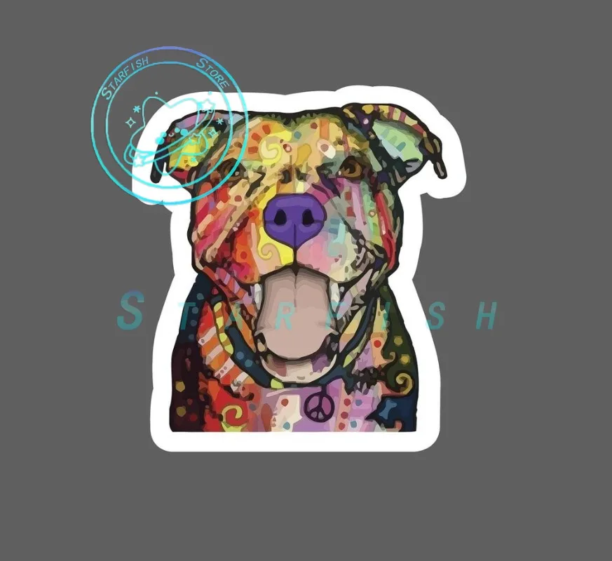 

Pitbull Stickers and Flat Colored Waterproof and Sunscreen Car Window Wall Stickers Off-road Vehicle Laptop Stickers