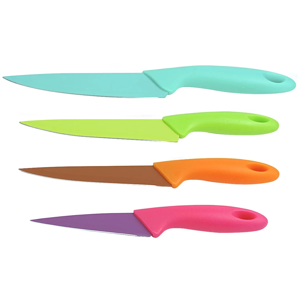 

Faca Colorida De Inox Jogo Com Kit 4 Peças Para Cozinha Utensílio