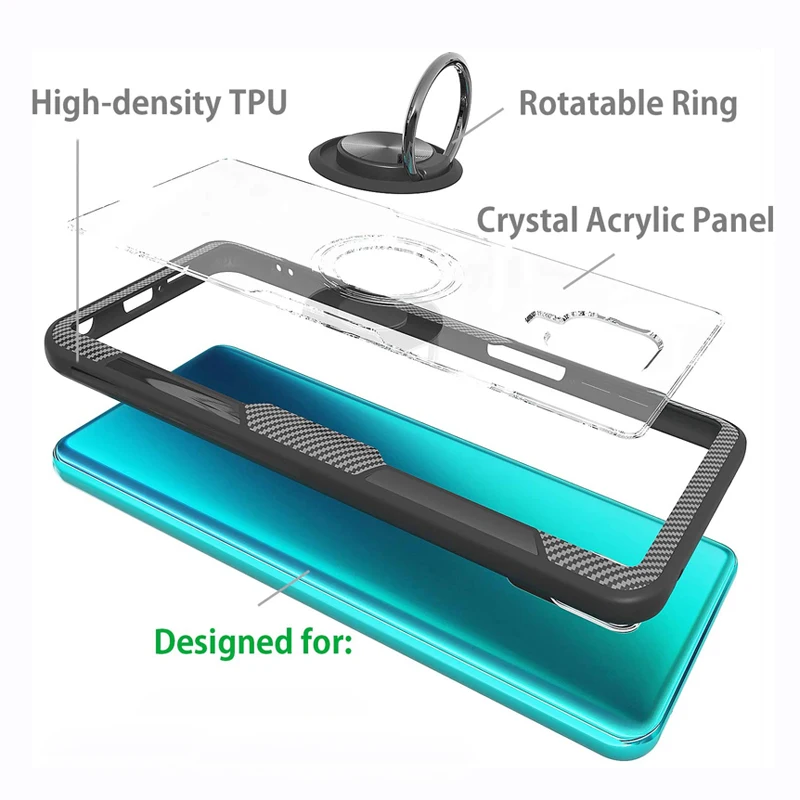 Transparent Magnetic Case For Xiaomi Redmi Note 9 10 8 Pro Max 10S 9S 10T 9T T 9Pro POCO X3 NFC F3 Shockproof Covers Ring Holder