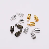 50 100pcslot 3mm 5mm folding unclosed open crimp ends leather cord end tips fasteners clasp for jewelry making