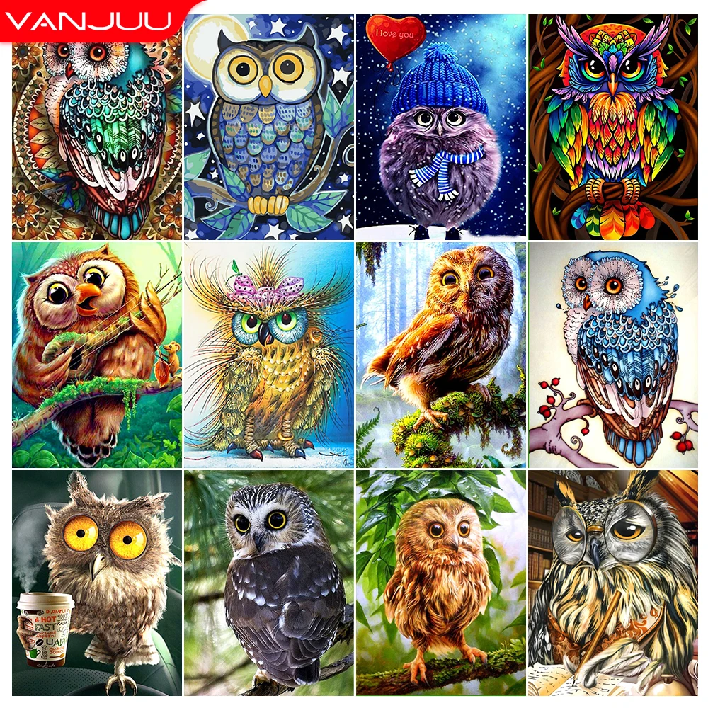 

5D Diamond Painting Owl Full Drill Diamond Mosaic Animal Cross Stitch Kits DIY Rhinestones Home Wall Decor Gift