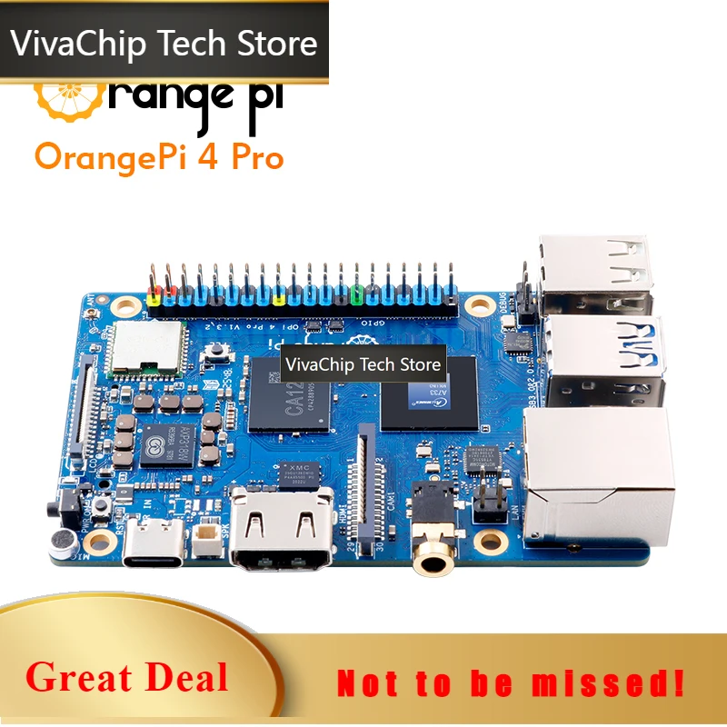 Фото Плата для разработки VivaChip TechOrange Pi 4 Pro с чипом Allwinner A733, 12 ГБ LPDDR5, NPU 3Tops, Wi-Fi 6.0 + BT5.4, слот M.2 M-Key, одноплатная. №1