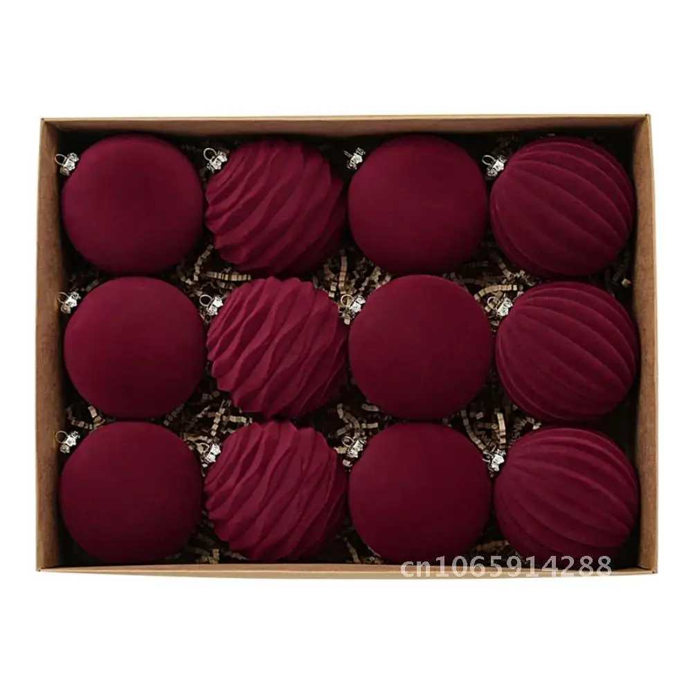 

12 шт./кор., 8 см, рождественский бархатный шар, украшение, Рождественская елка, веселый орнамент, украшение, Рождественский шар, подвесной кулон