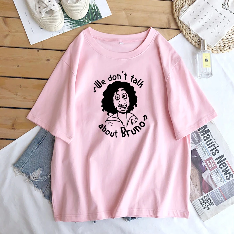 

We Dont' Talk about Bruno T Shirt Women Funny Isabella Encanto Graphic T Shirts Vintage Cotton Short Sleeve Woman Tops Clothing