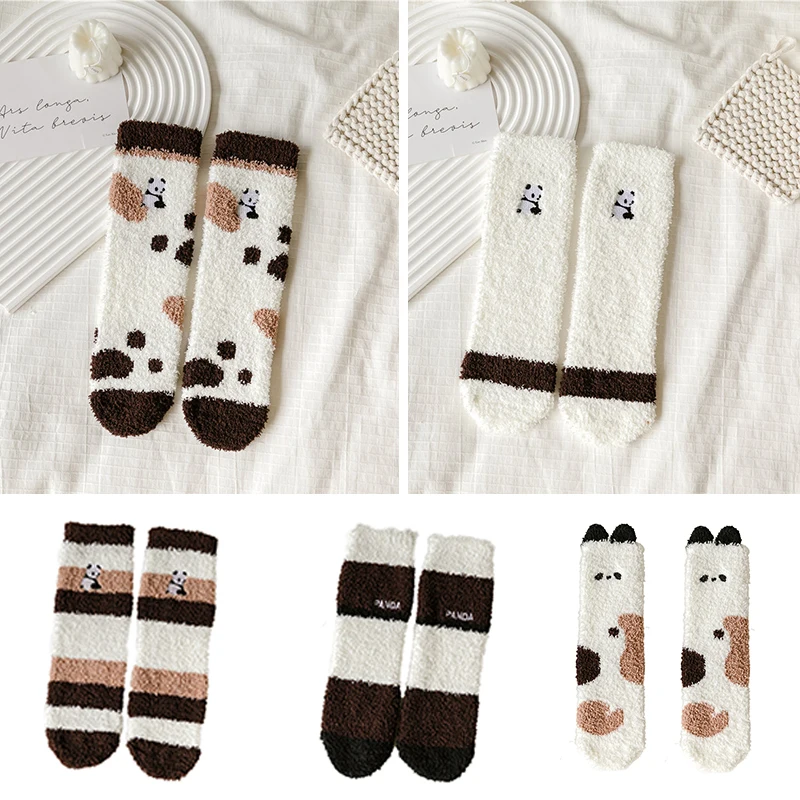 

Зимние женские тапочки, Спальные Носки, теплые носки из кораллового флиса, забавные носки, плюшевые носки для пола, домашние милые термоноски с мультяшным рисунком, мягкие повседневные