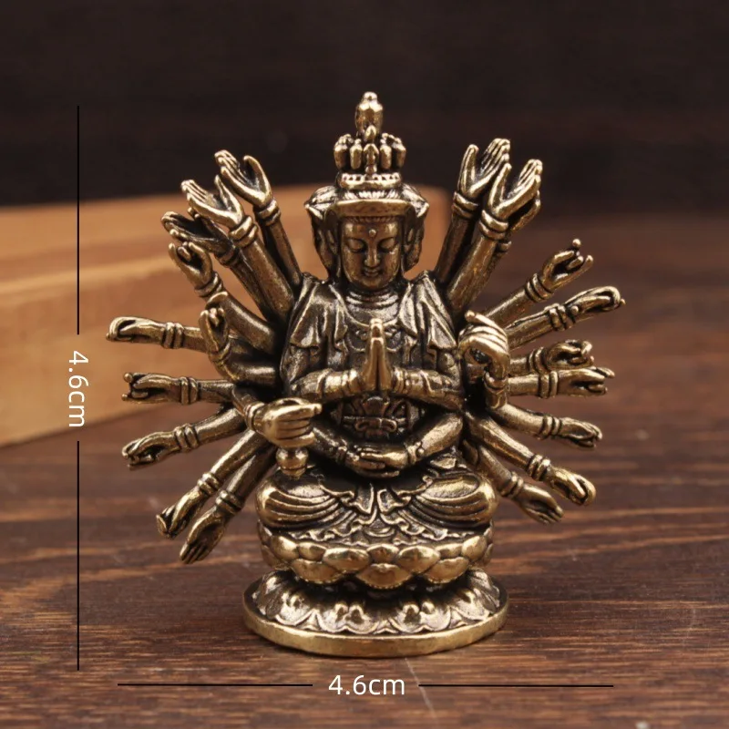 

Ретро латунная статуя Будды Бодхисаттвы Авалокитешвара Гуаньинь, статуя алтаря, домашний декор храма, буддийский подарок, орнамент