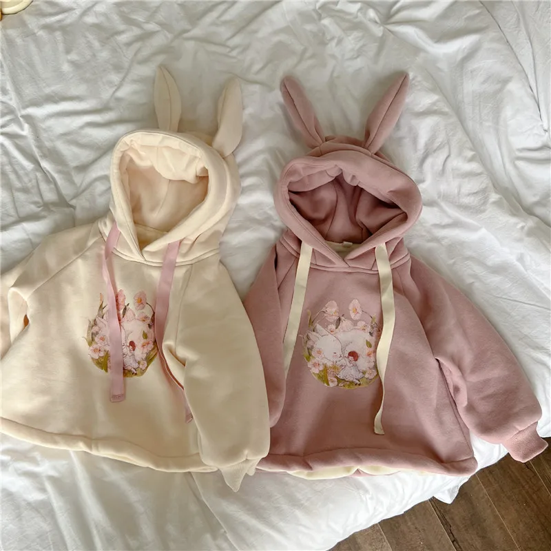 

Женская толстовка с капюшоном и милыми ушками, на флисе