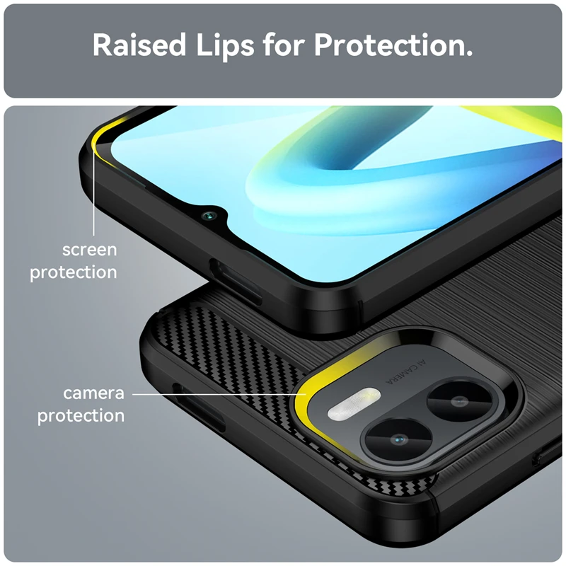 For Redmi A2 Case Cover Xiaomi Redmi A2 Capas Phone Back Soft TPU Shockproof Bumper Carbon Fiber Cover Redmi A 1 2 A1 A2 Plus