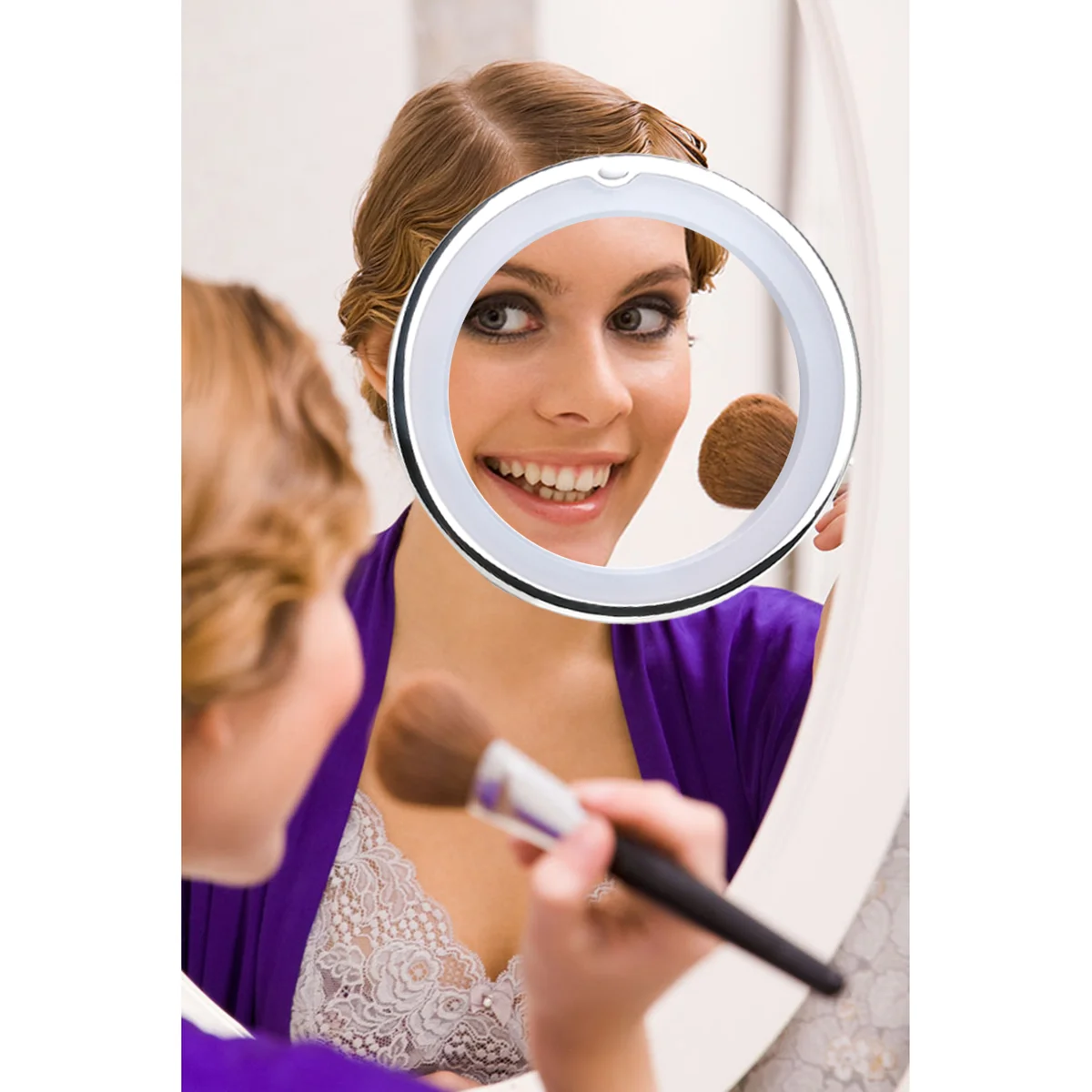 

RUIMIO Adjustable 7x Magnification Lighted LED Makeup Mirror Bathroom Vanity Mirror Travel Mirror with Strong Suction Cup