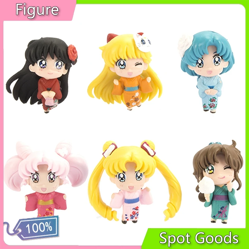 Аниме-фигурка Сейлор Мун 6 см 5 шт./компл. версия Q цветное кимоно принцесса Луна