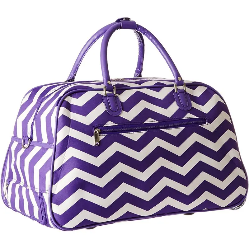 Chevron Prints 21-Inch Carry-On Rolling Duffel Bag - Navy White Chevron