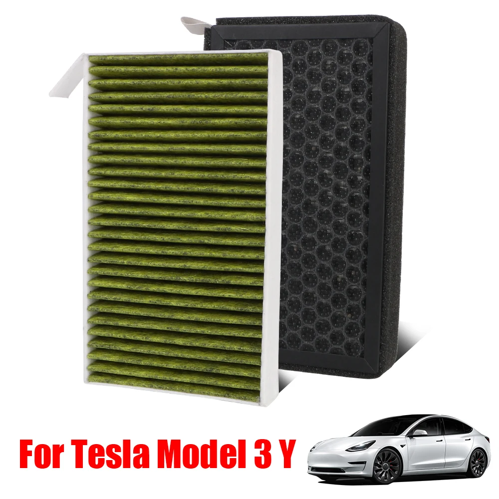 

Автомобильные аксессуары для Tesla Model 3 Y, 2 шт., воздушные фильтры для салона, сменные воздушные фильтры для кондиционера с HEPA-фильтром и активированным углем