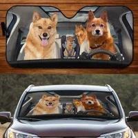 funny finnish spitz family driving dog lover car sunshade car window sun cover for finnish spitz mom car windshield durable vi