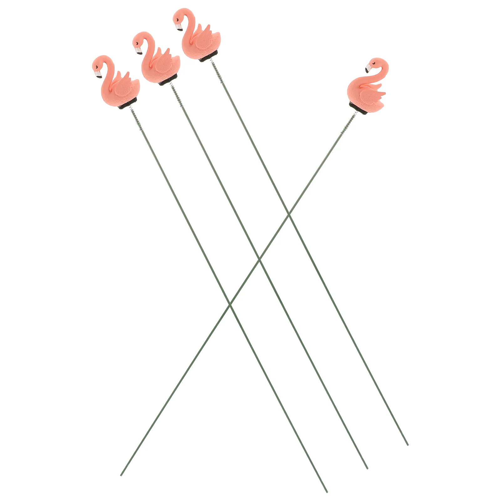 

4 Pcs Flamingo Flower Arrangement Pots Stakes Garden Ornaments Insert Card Patio Decoration Iron Metal