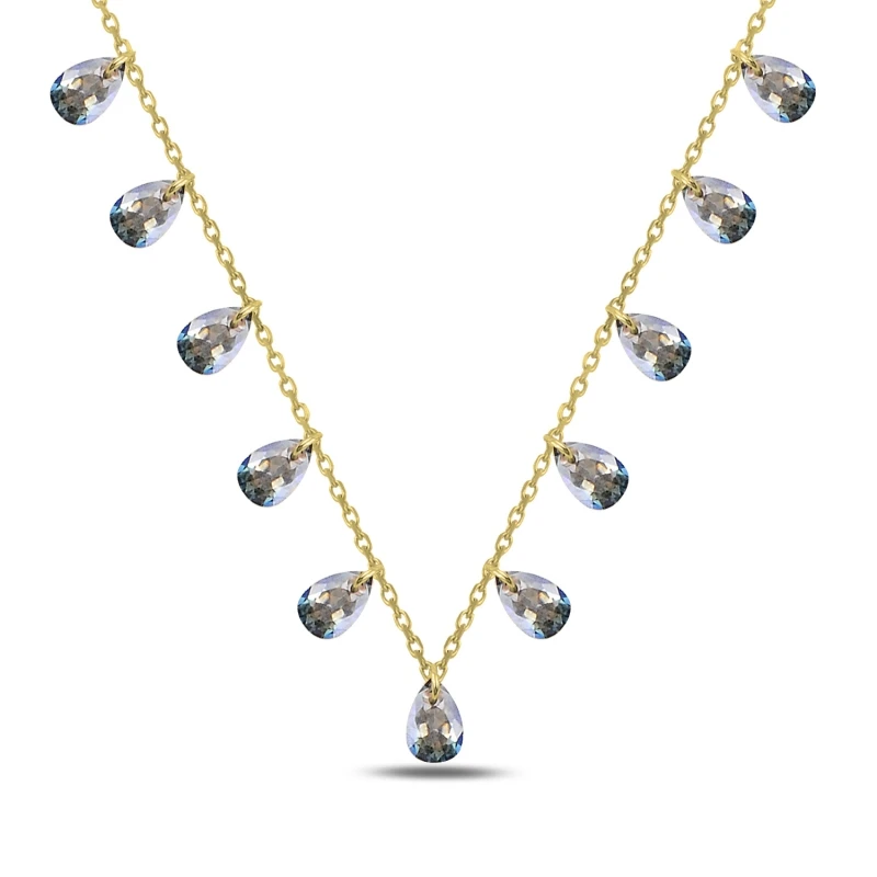 ????? シルバー925ブラブラドロップジルコン石のネックレス